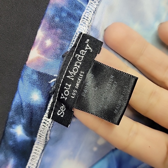 See You On Monday " Starry Night " Multicolored Full Length Tights Size Large - Picture 4 of 8